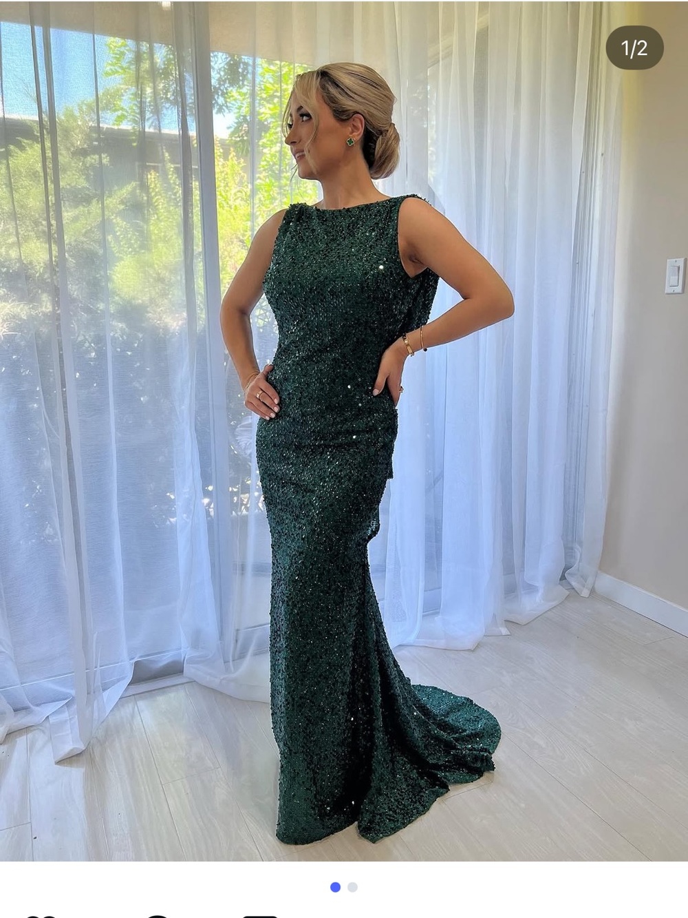 Mac Duggal Emerald Dark Green Gown